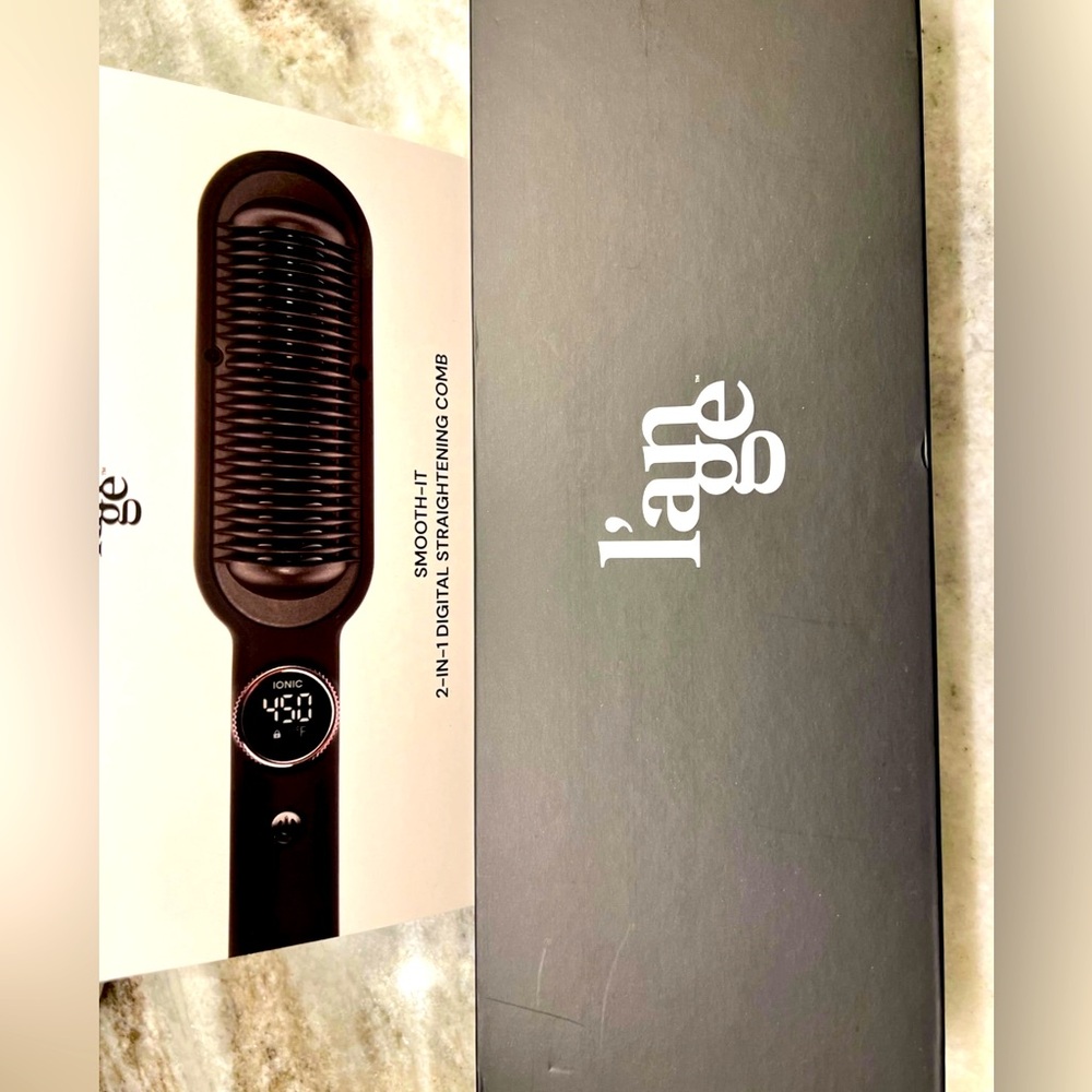 Lange Smooth It 2-in-1 Digital Straightening Comb-Black NWB
